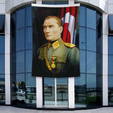 Punto Dizayn Gazi Mustafa Kemal Atatürk Poster Bayrak Raşel Kumal 4x6 metre ATA17