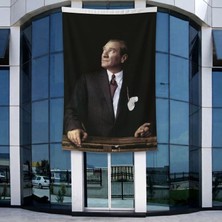 Punto Dizayn Istikbal Göklerdedir Atatürk Portresi Poster Bayrak Raşel Kumal 4x6 Metre ATA10