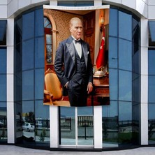 Punto Dizayn Mustafa Kemal Atatürk Takım Elbiseli Poster Bayrak Raşel Kumal 4x6 Metre ATA47