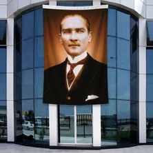 Punto Dizayn Siyah Takım Elbiseli Atatürk Poster Bayrak Raşel Kumal 4x6 metre ATA22