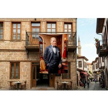 Punto Dizayn Mustafa Kemal Atatürk Takım Elbiseli Poster Bayrak Premium Raşel Kumaş 300X450CM ATA47