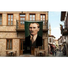 Punto Dizayn Sivil Başkumandan Gazi Mustafa Kemal Atatürk Poster Bayrak Premium Raşel Kumaş 300X450CM Ata6