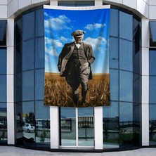 Punto Dizayn Atatürk Başak Tarlasında Yürürken Portre Poster Bayrak Raşel Kumal 4x6 Metre ATA60