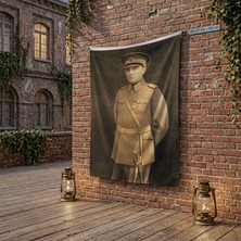 Punto Dizayn Atatürk Portre Türkiye Cumhuriyeti Kurucusu Mustafa K. Atatürk poster Bayrak Raşel Kumaş 100x150 cm ATA3