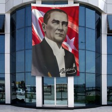 Punto Dizayn Sivil Mustafa Kemal Atatürk Poster Bayrak Raşel Kumal 4x6 Metre ATA19