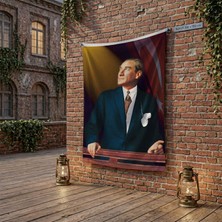 Punto Dizayn Atatürk ve Türk Bayrağı Poster Bayrak Raşel Kumaş 100X150 cm ATA13