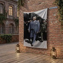 Punto Dizayn Yürüyen Atatürk Portresi poster Bayrak Raşel Kumaş 100x150 cm ATA77