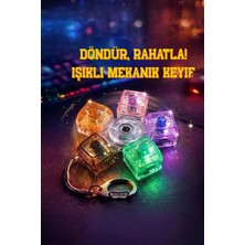 Flower Toys Dönebilen Işıklı Mekanik Klavye Stres Çarkı Tık Sesli LED Fidget Oyuncak Anahtarlık