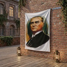 Punto Dizayn Mustafa K. Atatürk Portresi Poster Bayrak Raşel Kumaş 100X150 cm ATA12