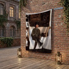 Punto Dizayn Atatürk Odasında Çalışırken poster Bayrak Raşel Kumaş 100x150 cm ATA57