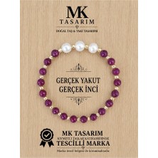 MK Tasarım Gerçek Yakut Taşı Gerçek Inci Bileklik MK.7000.822- Rahatlık-Dinginlik-Enerji- Stres Bilekliği