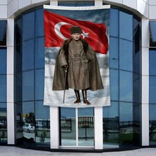 Punto Dizayn Atatürk ve Türk Bayrağı Poster Bayrak Raşel Kumal 4x6 Metre ATA72