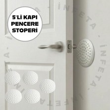 İnfeta 5 Adet Yapışkanlı Kapı Kolu Stoperi Tamponu Duvar Koruyucu Silikon Tutucu Tampon
