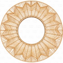 Naturel Dekor Rattan Çiçek Tasarım Dekoratif Ayna 55 Cm, Bohem, Iskandinav, Modern, Hasır, Bambu