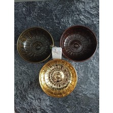 UltraMint Eskitme Kahverengi ve Yeşilimsi Gold Hamam Tası Seti, Ponza Taşı 4'lü