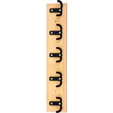 Belirtilmemiş 5'li Ahşap Duvar Askılığı Portmanto (Siyah/gri Kanca)