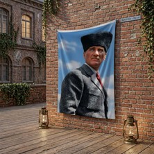 Punto Dizayn Kalpaklı Atatürk Portresi poster Bayrak Raşel Kumaş 100x150 cm ATA81