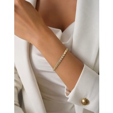Livaz Accessories Kadın Çelik Kararmaz Bileklik 14 K Altın Renk Vip Seri
