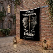 Punto Dizayn Ne Mutlu Türküm Diyene Atatürk Bozkurt Kılıç Poster Bayrak Raşel Kumaş 100X150 cm ATA83