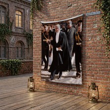 Punto Dizayn Siyah Takım Elbiseli Atatürk Poster Bayrak Raşel Kumaş 100X150 cm ATA21