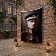 Punto Dizayn Mustafa Kemal Atatürk Altın Imzalı Poster Poster Bayrak Raşel Kumaş 100X150 cm ATA42