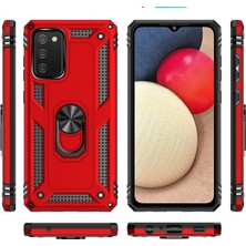 Solmazlar Online Galaxy A03S Kılıf Sofya Yüzüklü Silikon Kapak - Kırmızı