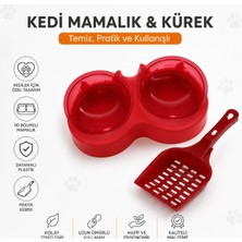 Peturunsatis Plastik Kedi Kulak Figürlü Mamalık ( Kırmızı )