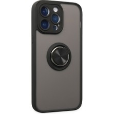 Solmazlar Online iPhone 14 Pro Max Kılıf Montreal Yüzüklü Silikon Kapak - Siyah
