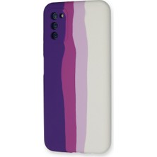 Solmazlar Online Galaxy A03S Kılıf Ebruli Lansman Silikon - Mor-Beyaz