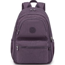Smart Bags Büyük Boy Laptop Bölmeli Su Geçirmez Krınkıl Kumaş Okul Çantası Mürdüm