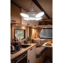 Güneş Enerjili Katlanabilir LED Kamp Lambası, 4 Panelli Süper Parlak Taşınabilir Aydınlatma, USB Şarjlı, Askılı Tavan Feneri, Elektrik Kesintisi, Karavan ve Kullanım