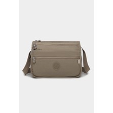 Smart Bags Çok Cepli Günlük Orta Boy Su Geçirmez Krınkıl Kumaş Kadın Omuz Çantası Açık Kahve