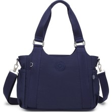 Smart Bags Günlük Orta Boy Su Geçirmez Krınkıl Kumaş Kadın Omuz Çantası Lacivert