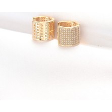 Pirinç Gold Renk Taşlı Minimal Küpe - TJ-BKP8890