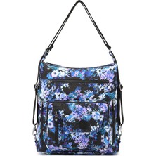 Smart Bags Büyük Boy Su Geçirmez Krınkıl Kumaş Hem Sırt Hem Omuz Çantası Mavi Printing