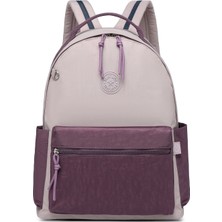 Smart Bags Büyük Boy Laptop Bölmeli Su Geçirmez Kumaş Renkli Okul Çantası Bej/mürdüm