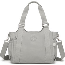 Smart Bags Günlük Orta Boy Su Geçirmez Krınkıl Kumaş Kadın Omuz Çantası Buz Gri