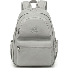 Smart Bags Büyük Boy Laptop Bölmeli Su Geçirmez Krınkıl Kumaş Okul Çantası Buz Gri
