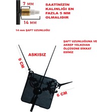 Cnr Shop Saat Mekanizması 14 mm Şaft Boyu Saat Motoru Sessiz Çalışır Akrep Yelkovan Saniye (Askısız)