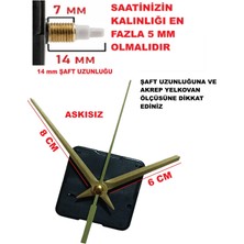Cnr Shop Saat Mekanizması, 14 mm Şaft Boyu Saat Makinesi Sessiz Çalışır Akrep-Yelkovan-Saniye-(Askısız)