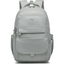 Smart Bags Büyük Boy Laptop Bölmeli Çok Cepli Su Geçirmez Krınkıl Kumaş Lise Okul Çantası Buz Gri