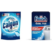 Calgon Power Kir, Pas, Kireç ve Koku Önleyici 4'ü 1 Arada Ultra Konsantre Toz 250 G ve Finish Bulaşık Makinesi Tuzu (1 x 1500 G)