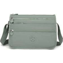 Smart Bags Çok Cepli Günlük Orta Boy Su Geçirmez Krınkıl Kumaş Kadın Omuz Çantası Yeşil