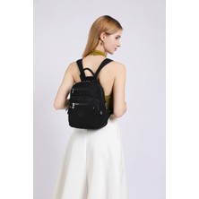 Smart Bags Günlük Küçük Boy Su Geçirmez Krınkıl Kumaş Kadın Sırt Çantası Siyah