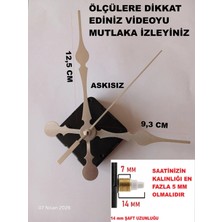 Cnr Shop Saat Makinesi, 14 mm Şaft Boyu Akar Sessiz Duvar Saati Mekanizması, Akrep-Yelkovan-Saniye-(Askısız)