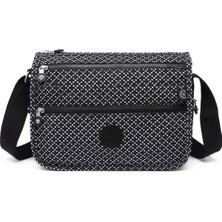 Smart Bags Çok Cepli Günlük Orta Boy Su Geçirmez Krınkıl Kumaş Kadın Omuz Çantası Siyah/beyaz