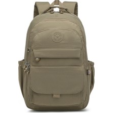 Smart Bags Büyük Boy Laptop Bölmeli Çok Cepli Su Geçirmez Krınkıl Kumaş Lise Okul Çantası Açık Kahve