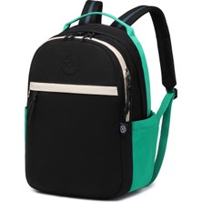 Smart Bags Büyük Boy Su Geçirmez Kumaş Renkli Okul Çantası Siyah/yeşil