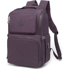 Smart Bags Büyük Boy Su Geçirmez Çok Cepli Anne ve Bebek Bakım Sırt Çantası Mürdüm