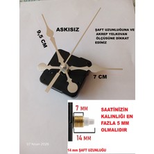 Cnr Shop Saat Mekanizması 14 mm Şaft Boyu Saat Motoru Sessiz Çalışır Akrep Yelkovan Saniye (Askısız)